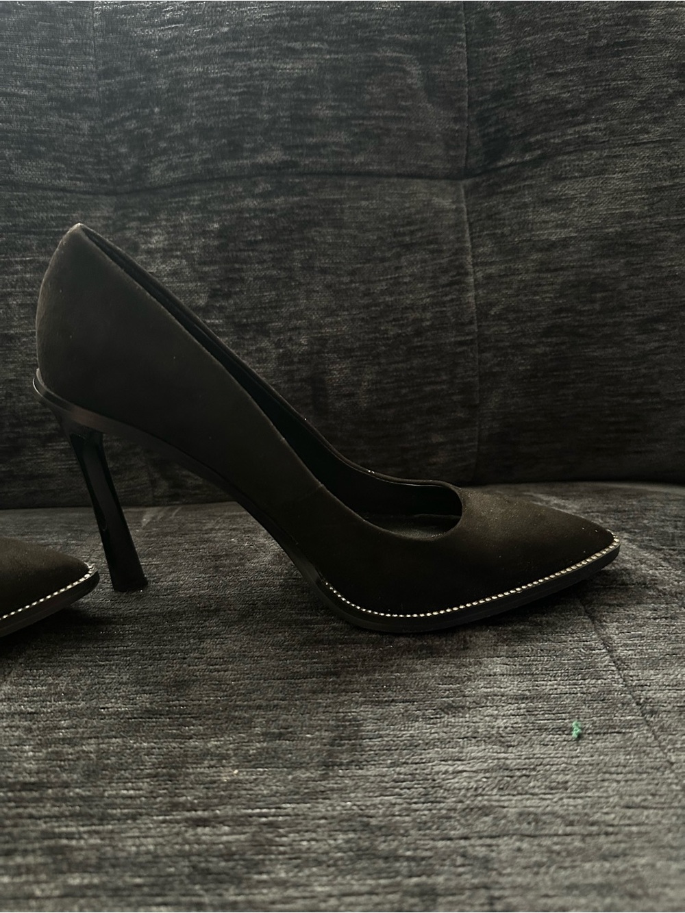 J. Lo Black Pointed Toe Women's Pumps with Studded Trim - Picture 3 of 6